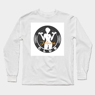 Fitness club logo or emblem with woman silhouette Long Sleeve T-Shirt